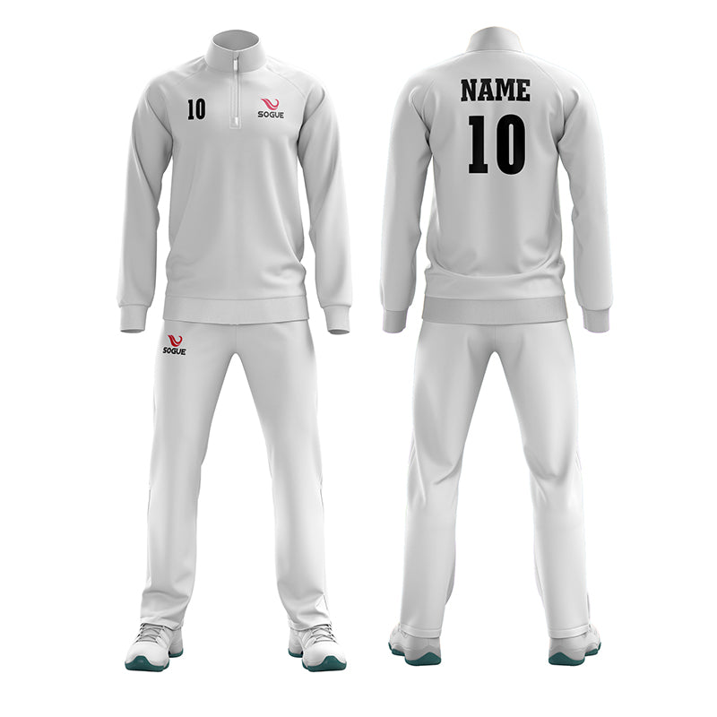 Training suit with only a half zip on the chest